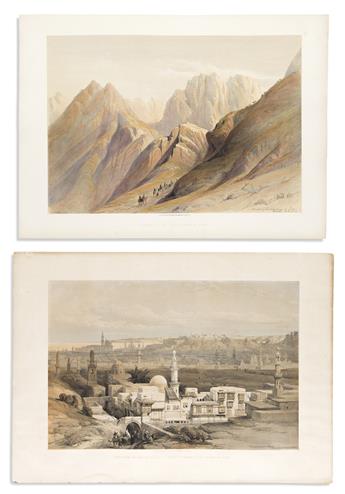 ROBERTS, DAVID. Group of 17 mostly hand-colored tinted lithographed plates from: